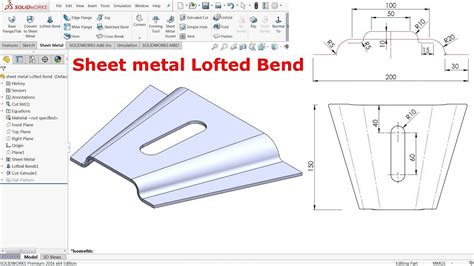 Solidworks Sheet Metal Lofted Bend Youtube Solidworks Sheet Metal