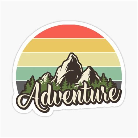 Retro Sun Adventure Outdor Camping Minimalist Art Sticker By Marhaba