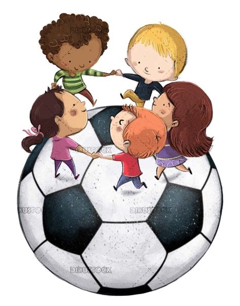 Niño jugando con balón de fútbol aislado Ilustraciones de Cuentos Infantiles Dibustock