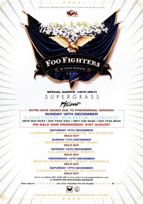 Foo Fighters In Your Honour 2005 Uk Tour Poster Print