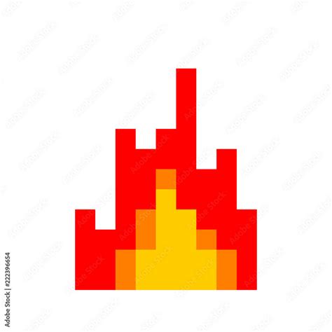 Fire Pixel Art 8 Bit Flame Vector Illustration Vector De Stock