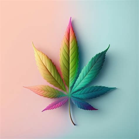 Premium Photo Colorful Cannabis Leaf On Pastel Background Generative Ai
