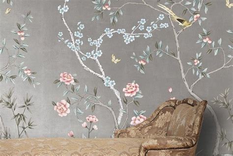 Chinoiserie Removable Wallpaper Bedroom Wallpaper Accent Wall