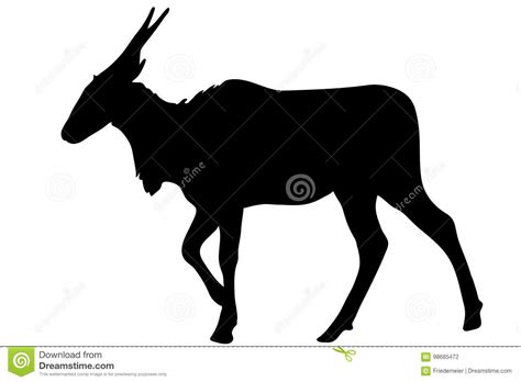 Common Eland Antelope Silhouettes Cartoon Vector