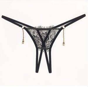 Sexy Thongs Panties Open Crotch G String Crotchless Underwear Pearl