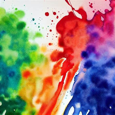 Watercolor Rainbow Splash Abstract Rainbow Coloured Watercolor