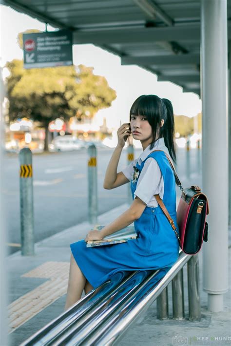 Adventures Of Angel And Moe Tails Photo Shoot Malaysian School Girl Pinafore With Chee Chung