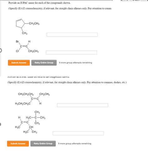 Solved Provide An IUPAC Name For Each Of The Compounds Chegg