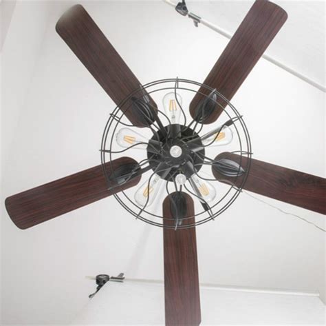 2019 Loft Vintage Ceiling Fan Light E27 Edison 5 Bulbs Pendant Lamps