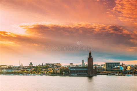 Stockholm Sweden Scenic Skyline View Of Famous Tower Of Stockholm