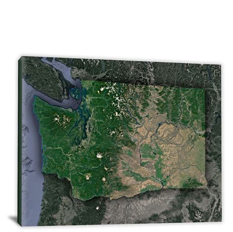 Washington State Satellite Map 2022 Canvas Wrap