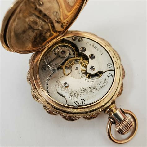 1890s Elgin Ladys Pocket Watch 11 Jewels Hunter Case Working