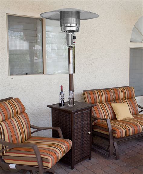 87″ Tall Square Wicker Patio Heater With Table The Deck Company Llc