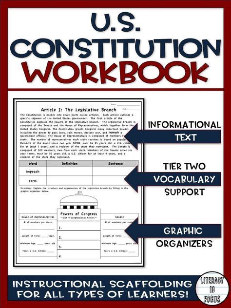 Constitution Worksheets Constitution Workbook Vocabulary Graphic