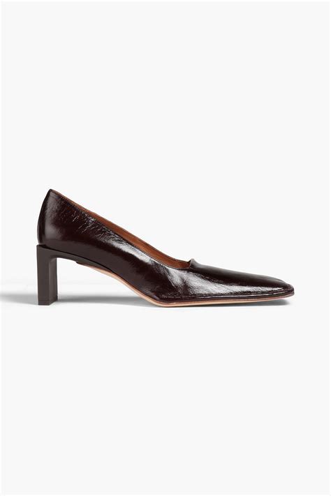 Miista Debbie Cracked Patent Leather Pumps In Brown Modesens