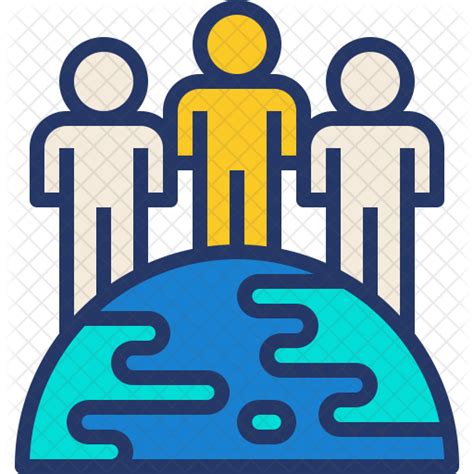 World Population Icon Download In Colored Outline Style