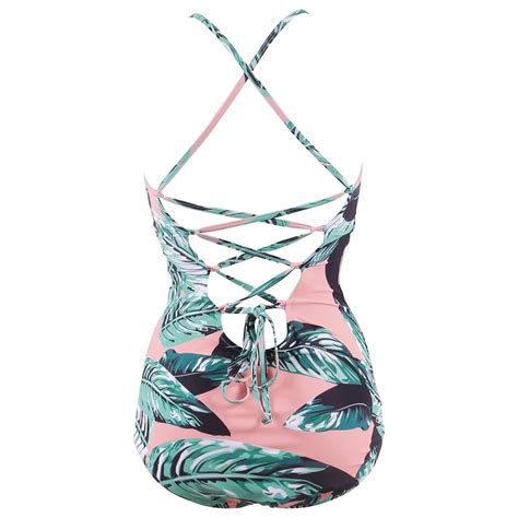 Nakiaeoi 2019 Sexy One Piece Swimsuit Push Up Swimwear Women Bodysuit Print Bandage Beach Wear