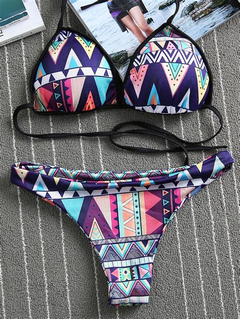 Geometric Print Teeny Bikini Colormix Bikinis Teeny Bikini Swimwear