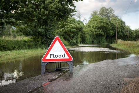 Road Side Flooded Sign Stock Photo Image Of Environment 73614044