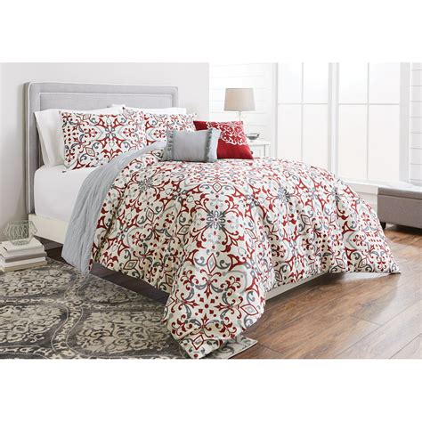 Better Homes And Gardens King Scroll Red Comforter Set 5 Piece Walmart
