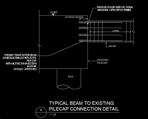 Typical Beam To Existing Pile Cap Connection Detail Drawing Is Given In