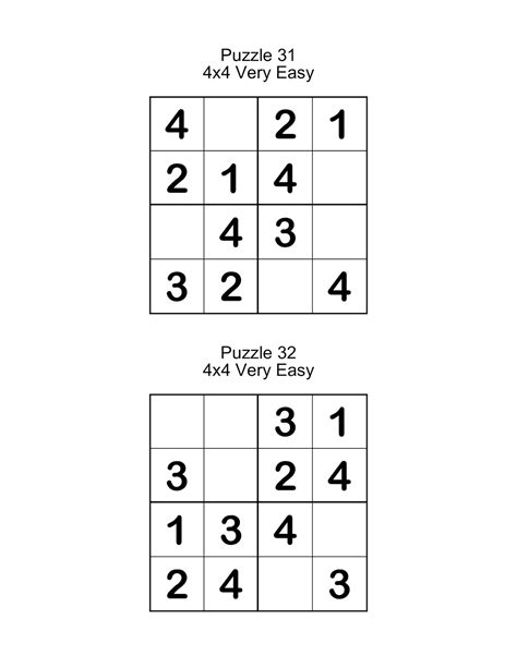 Sudoku 4x4 For Kids Very Easy Level 150 Puzzles With Solutions Etsy