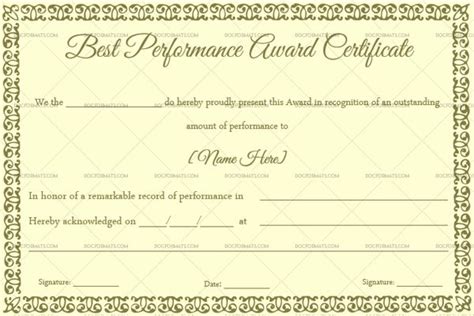 Pin On Best Performance Award Certificate Templates Best Editable Designs