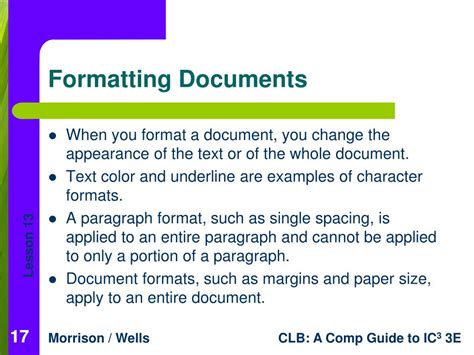 Ppt Lesson 13 Editing And Formatting Documents Powerpoint