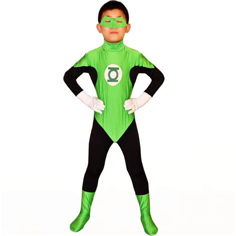 Kids Green Lantern Costume Masked Superhero Costumes Green Zentai