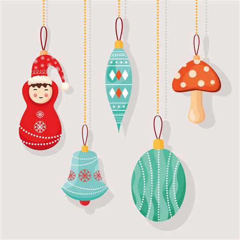 Five Christmas Decorations Icons 5332098 Vector Art At Vecteezy