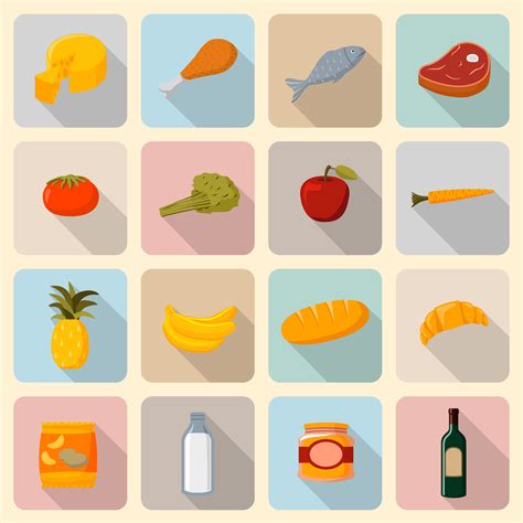 Supermarket Foods Icons Set 429683 Vector Art At Vecteezy