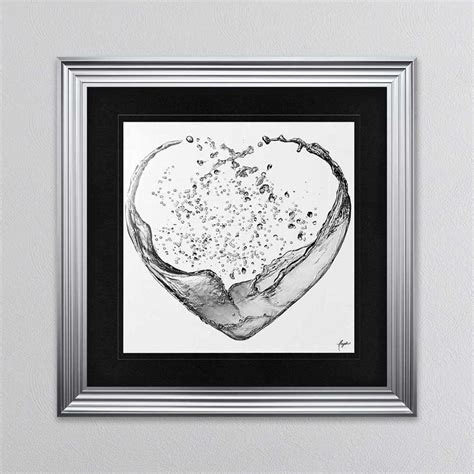 Shh Interiors Silver Liquid Heart On White Framed Wall Art 1wall