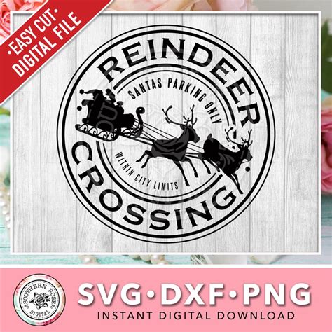 Christmas Sign Svg Santas Sleigh Svg Reindeer Crossing Svg Etsy