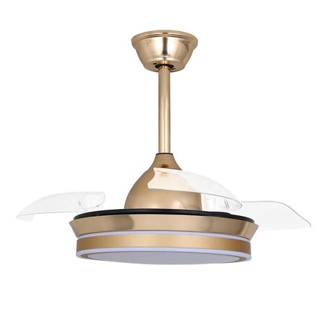Unbranded 36 In Led French Gold Retractable Ceiling Fan With Light And