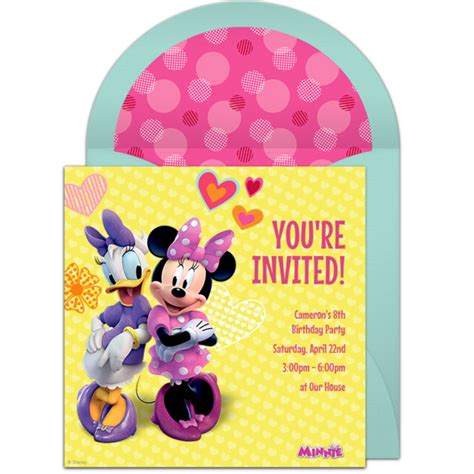 Free Minnie and Daisy Invitations | Daisy invitations, Disney invitations, Birthday invitations