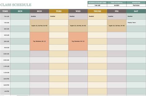 Printable Minute Schedule Template