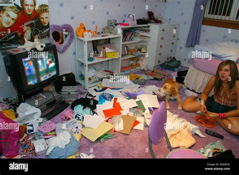Girl Teenager In Very Messy Bedroom Stock Photo 2482121 Alamy