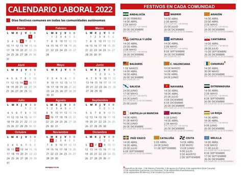 Consulta Aquí El Calendario Laboral De 2022