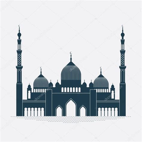 Beautiful Vector Detailed Mosque Silhouette Architecture Building Icon