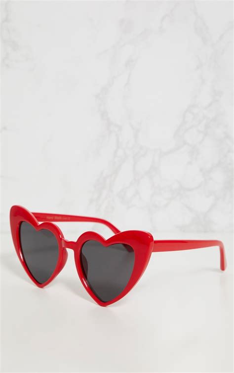 Red Heart Shape Sunglasses Prettylittlething