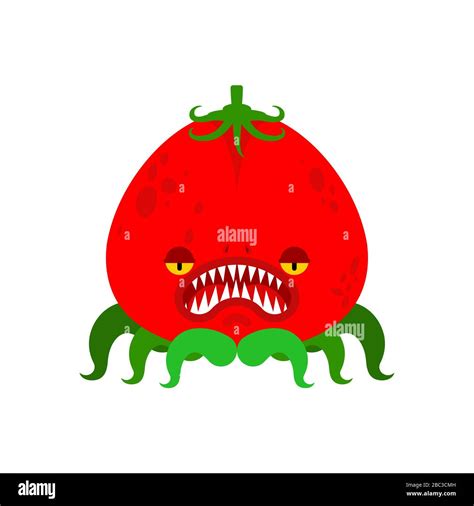 Tomato Monster Gmo Mutant Angry Vegetable With Teeth Hungry Alien