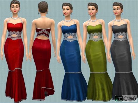 Silver Metallic Trimmed Dress By Dgandy At Tsr Sims 4 Updates