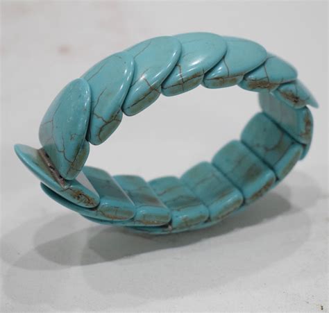 Bracelets Overlapped Turquoise Stone Elastic Stretch Bracelet