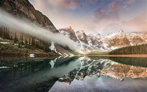 Download Wallpapers Moraine Lake Autumn Fog Banff National Park