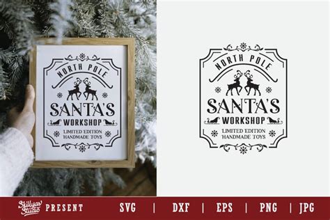 Santa Workshop Svg Christmas Signs Graphic Template