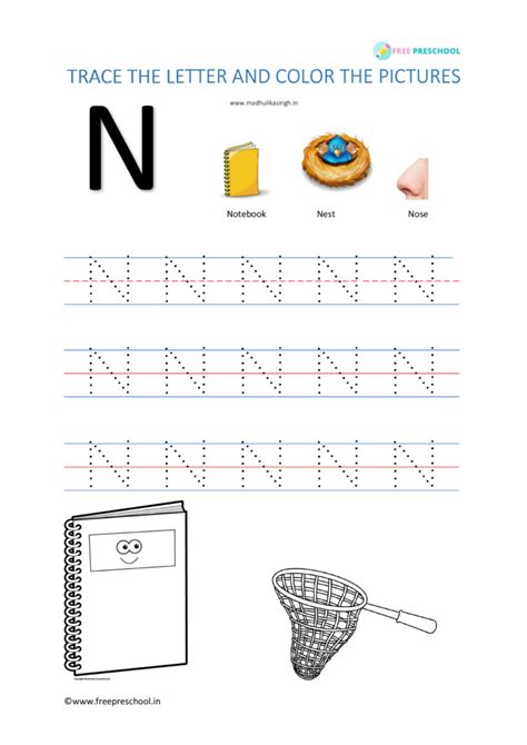 alphabet tracing letter nn free preschool