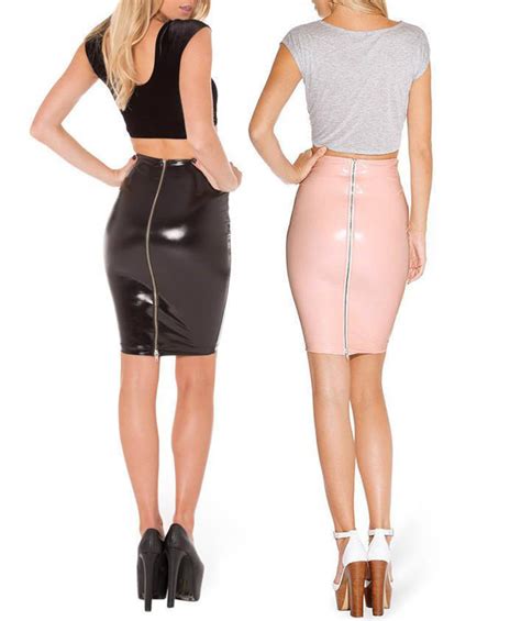 Pvc Vinyl Pencil Skirt With 2 Way Zip Leather Suede Latex Etsy