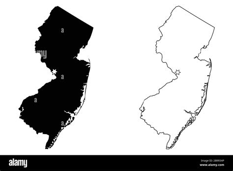 Mapa Del Estado De Nueva Jersey Nj Usa Con Capital City Star En Trenton