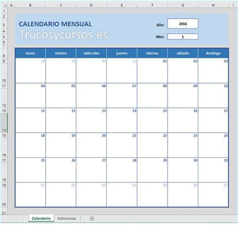 Como Hacer Calendario En Excel