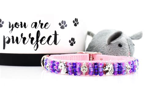 Emergency release elastic and silver shiny buckle are also features of this glamorous cat collar. Fancy and Whimsical Unicorn Inspired Cat Collar | Bling ...